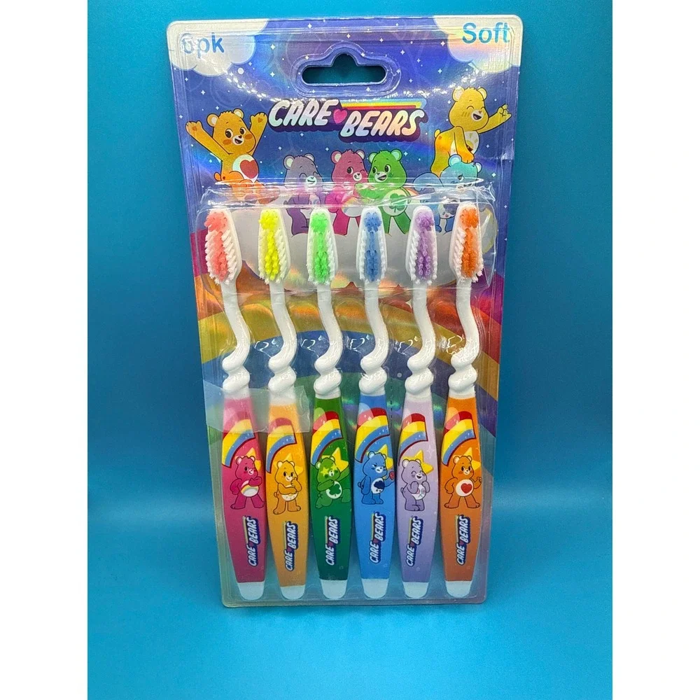 Care Bears Kids Toothbrush 6 Pack Soft Bristles Orazen Rainbow Brushes NEW